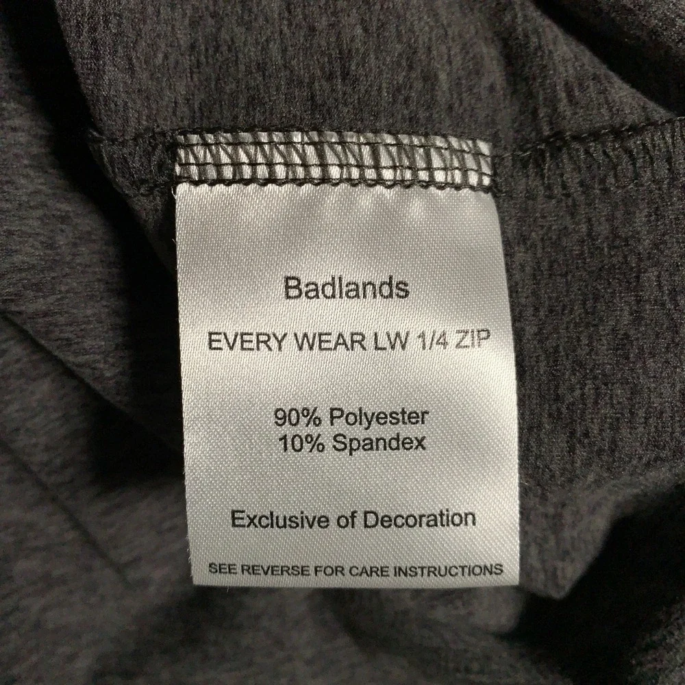 Badlands Every Wear LW 1/4 Zip Pullover Men's Large Gray Heather Outdoor Stretch